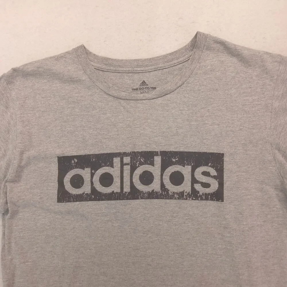 Adidas Crew Neck Short Sleeve Graphic T Shirt Mens Size Medium M Gray 16498